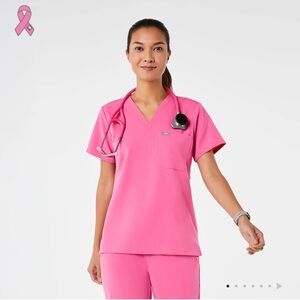 BRAND NEW Figs Women's F*ing Pink Catarina Scrub Top